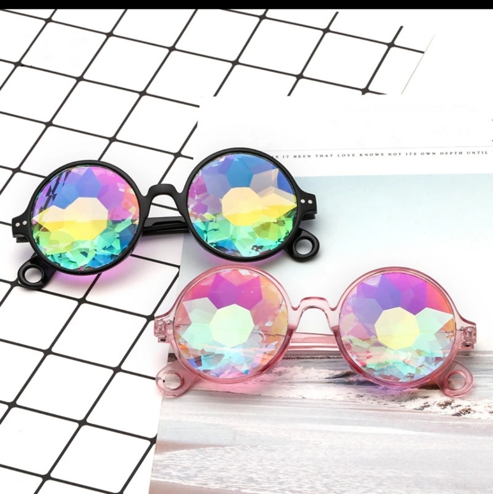 Round Kaleidoscope Glasses Rave Festival Men Women